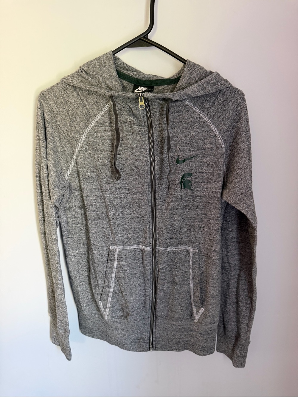 Nike Michigan State Spartans Women’s Medium Full Zip Hoodie Gray MSU Sweatshirt